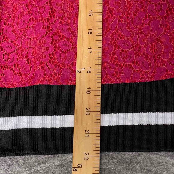 Alice Blue Lace Long Sleeve Top – Hot Pink with Black & White Trim – Size XL - Picture 7 of 7